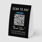 Plaque De Table Venmo QR Code Scan To Pay Black (Verso)