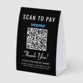 Plaque De Table Venmo QR Code Scan To Pay Black (Recto)