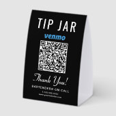 Plaque De Table Venmo Tip Jar QR Black Business (Verso)