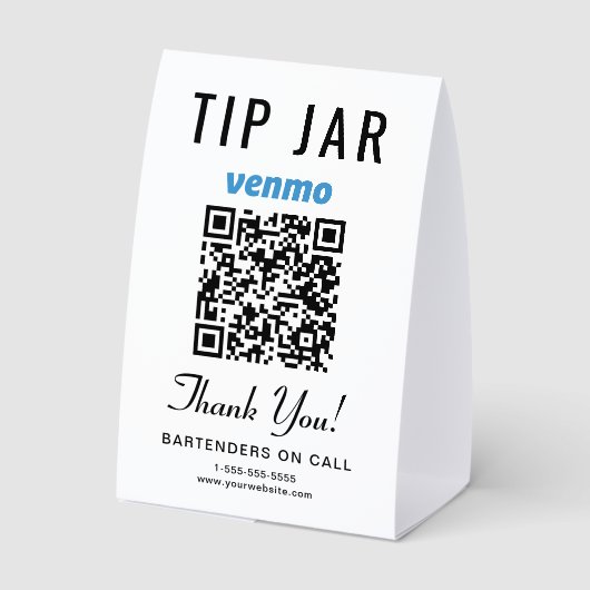 Plaque De Table Venmo Tip Jar QR Business (Verso)