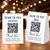 Plaque De Table Venmo Zelle Code QR Scan Pour Payer