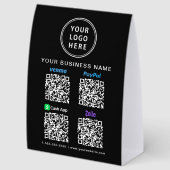 Plaque De Table Venmo Zelle PayPal CashApp QR Codes Business Logo (Arrière)