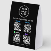 Plaque De Table Venmo Zelle PayPal CashApp QR Codes Business Logo (Recto)