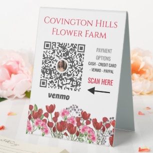 Plaque De Table Vente de fleurs coupées Ferme Venmo Payer ici Sign