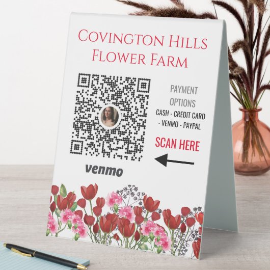 Plaque De Table Vente de fleurs coupées Ferme Venmo Payer ici Sign (En SItu (Tableau))