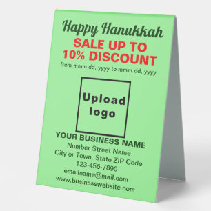 Plaque De Table Vente Hanoukka commerciale sur panneau vert clair