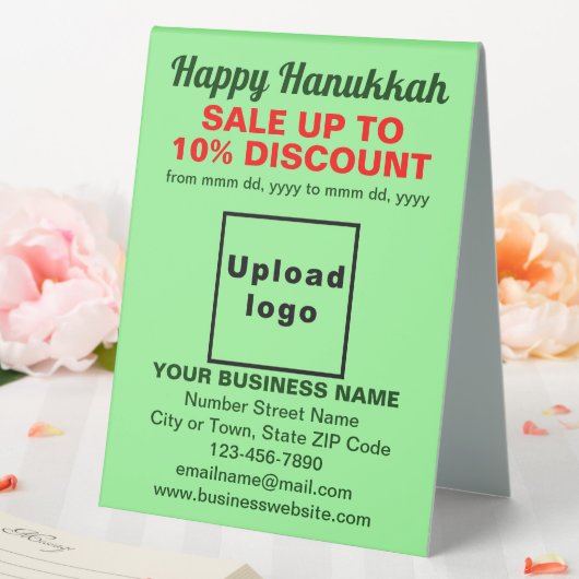 Plaque De Table Vente Hanoukka commerciale sur panneau vert clair (In SItu (Mariage))