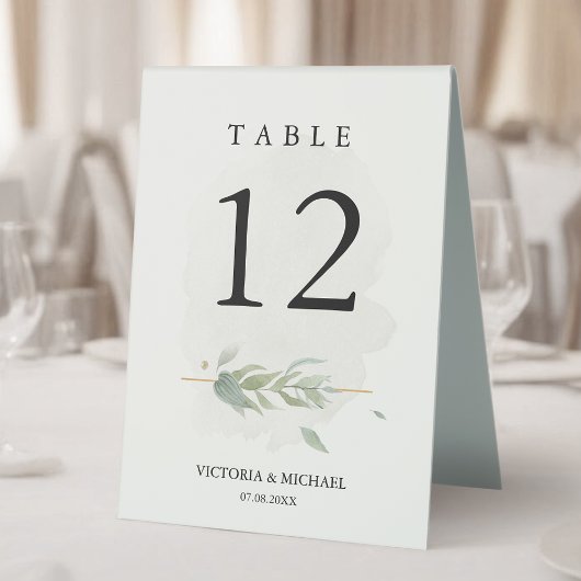 Plaque De Table Verdure botanique Aquarelle Élégante Moderne