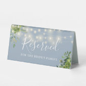 Plaque De Table Verdure Chaîne Lumières Dusty Blue Mariage Réservé (Recto)