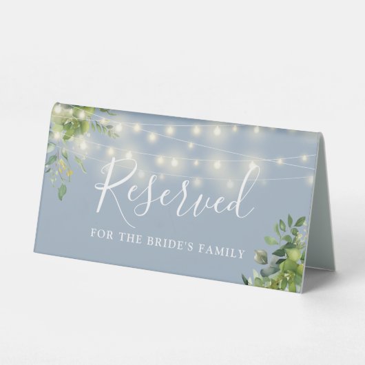 Plaque De Table Verdure Chaîne Lumières Dusty Blue Mariage Réservé (Verso)