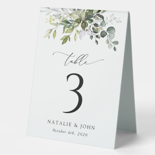 Plaque De Table Verdure, Eucalyptus Feuilles, Boho, numéros de tab (Recto)