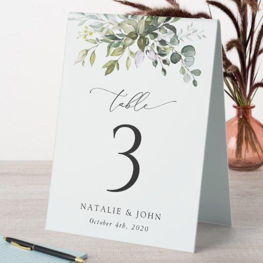 Plaque De Table Verdure, Eucalyptus Feuilles, Boho, numéros de tab (En SItu (Tableau))