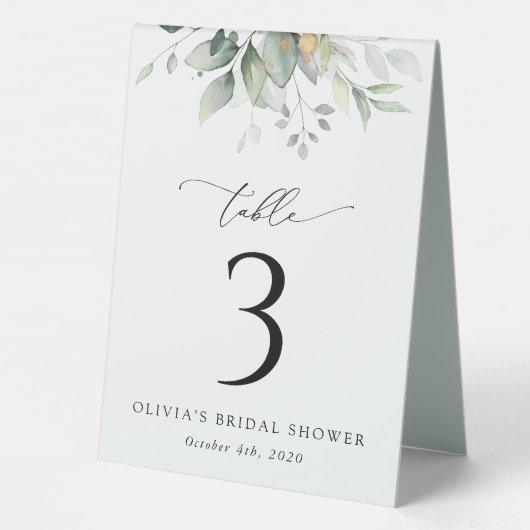 Plaque De Table Verdure, Eucalyptus Feuilles, Boho, numéros de tab (Verso)