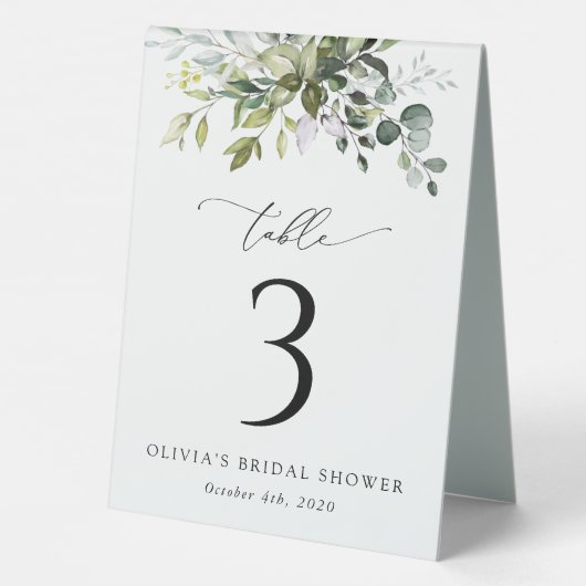 Plaque De Table Verdure, Eucalyptus Feuilles, Boho, numéros de tab (Verso)