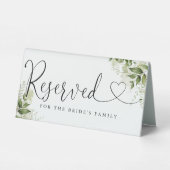 Plaque De Table Verdure Floral Heart Script Mariage Réservé (Verso)