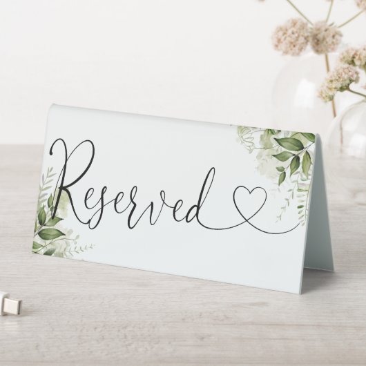 Plaque De Table Verdure Floral Heart Script Réservé (En SItu (Tableau))