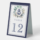 Plaque De Table Verdure Wreath Marine Ancre Monogram Beach Mariage (Verso)