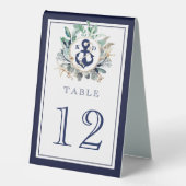 Plaque De Table Verdure Wreath Marine Ancre Monogram Beach Mariage (Recto)