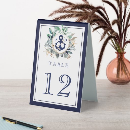 Plaque De Table Verdure Wreath Marine Ancre Monogram Beach Mariage (En SItu (Tableau))