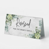 Plaque De Table Vert Elégant Mariage Aquarelle Floral Minimal (Recto)