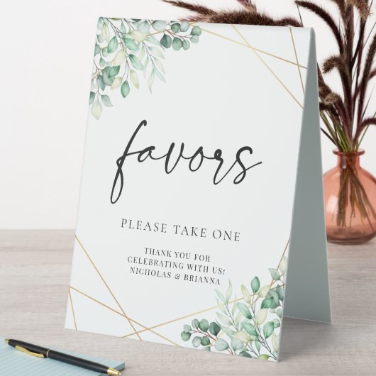 Plaque De Table Vert Eucalyptus Géométrique Mariage Faveurs (En SItu (Tableau))