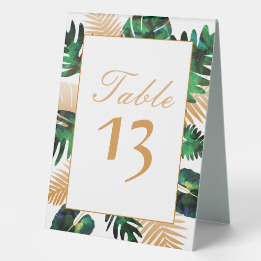 Plaque De Table Vert, or Tropical Palm Feuille (Recto)