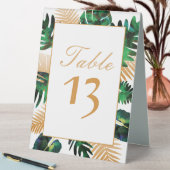 Plaque De Table Vert, or Tropical Palm Feuille (En SItu (Tableau))