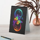 Plaque De Table Vibrant infinity with rainbow butterfly on black (En SItu (Tableau))