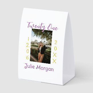 Plaque De Table vingt et un ans photo anniversaire rose violet fil