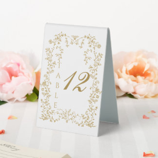 Plaque De Table Vintage Eleganse Golden Flowers Mariage photo