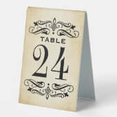 Plaque De Table Vintage Rustic Black Flourish Mariage (Recto)