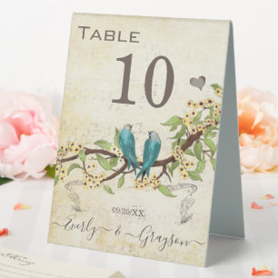 Plaque De Table Vintage Turquoise bleu turquoise Inséparables jaun