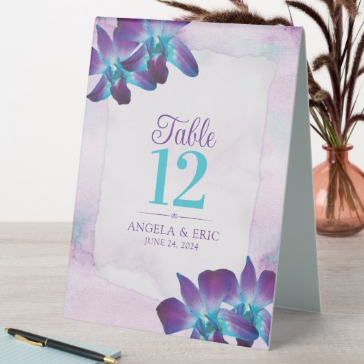 Plaque De Table Violet Turquoise Bleu Dendrobium Mariage orchidée (En SItu (Tableau))