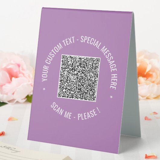 Plaque De Table Votre code QR Texte personnalisé et panneau de cou (In SItu (Mariage))