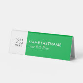 Plaque De Table Votre logo Minimal Simple Clair Vert Blanc Nom (Recto)