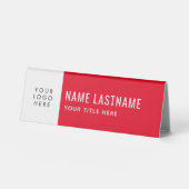 Plaque De Table Votre logo Simple Clean Bright Rouge Blanc Nom Tit (Recto)