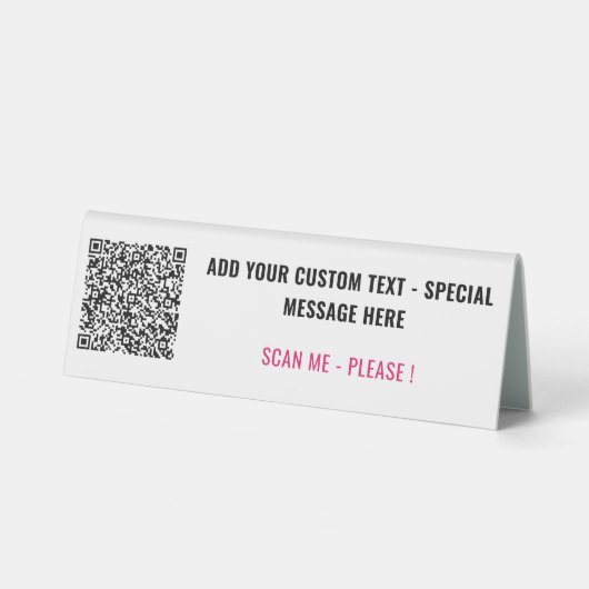 Plaque De Table Votre QR Code Scan Info - Table de texte personnal (Recto)