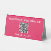 Plaque De Table Votre QR Code Scan Info Texte Couleurs Table Tente (Recto)