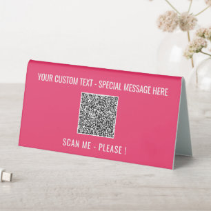 Plaque De Table Votre QR Code Scan Info Texte Couleurs Table Tente