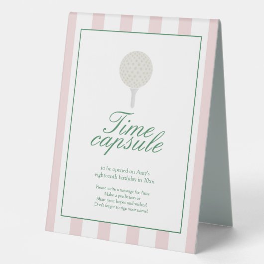 Plaque De Table Voyage de temps de golf rose (Recto)