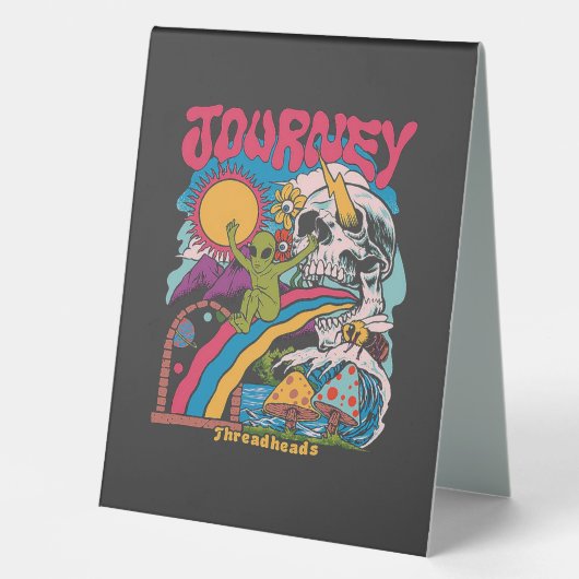 Plaque De Table Voyage, Ski esthétique, Crâne de champignons Vinta (Recto)