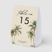 Plaque De Table Watercolor Palm Tree Wedding coastal desination (Verso)
