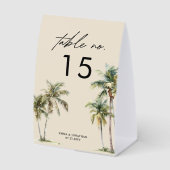 Plaque De Table Watercolor Palm Tree Wedding coastal desination (Recto)