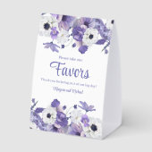 Plaque De Table Watercolor Violet Flowers Wedding (Verso)