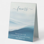 Plaque De Table Wedding Favor Sign-Serene Blue Abstract (Verso)