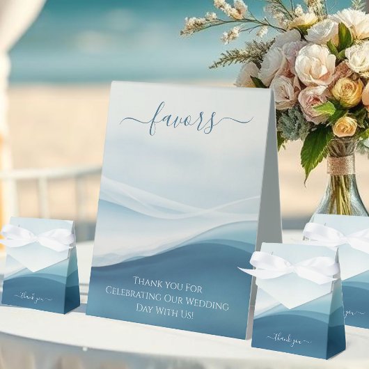 Plaque De Table Wedding Favor Sign-Serene Blue Abstract