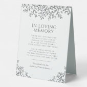 Plaque De Table Wedding gray leaf monogram in loving memory (Verso)
