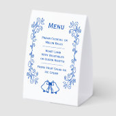 Plaque De Table Wedding Menu Blue Sapphire Bells  (Verso)