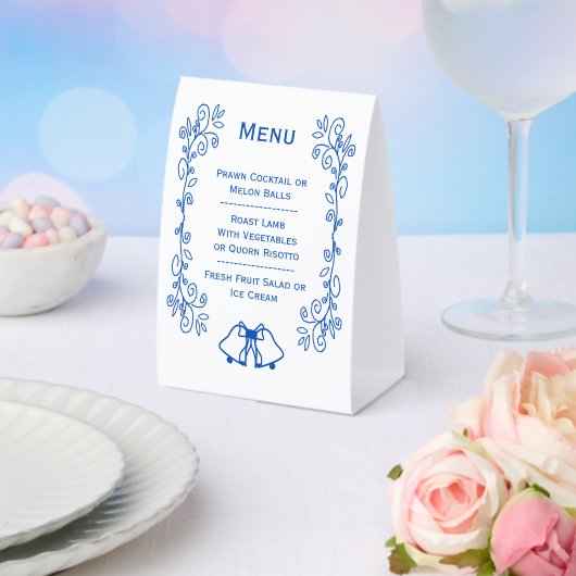 Plaque De Table Wedding Menu Blue Sapphire Bells  (Insitu (mariage))
