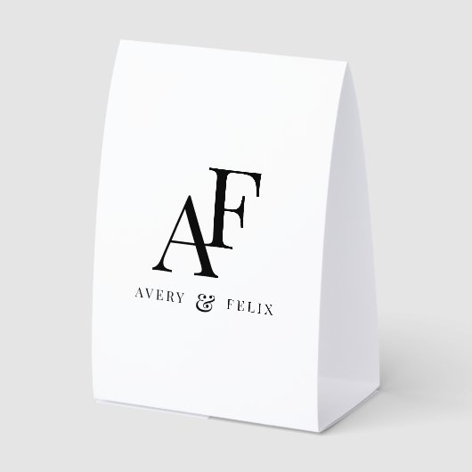 Plaque De Table Wedding Monogram Black and White Elegant Simple (Recto)